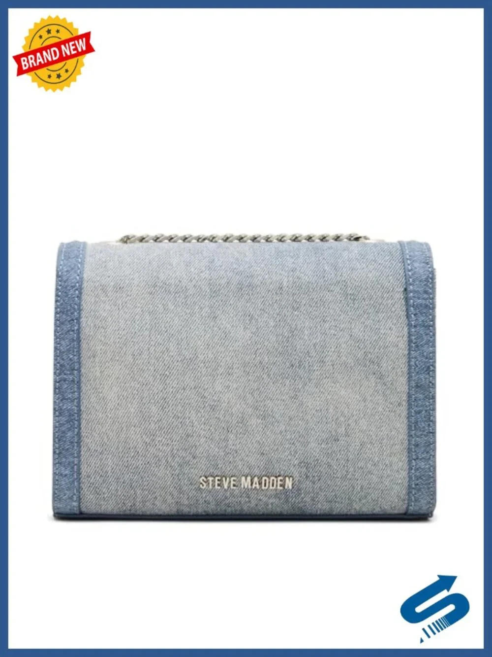 Convertible Shoulder Bag Denim Satchel with Chain Strap